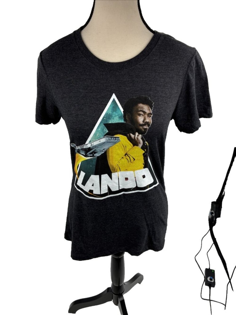Star Wars Lando Calrissian Womens Graphic T Shirt Gray Short Sleeve Medium